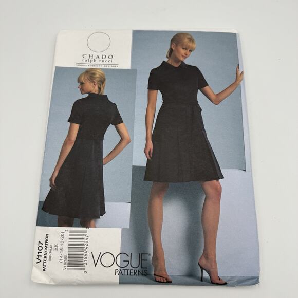 Vogue V1107 CHADO Ralph Rucci Size 14 16 18 20 Dress Short sleeve Uncut USA 2009 - Picture 1 of 7